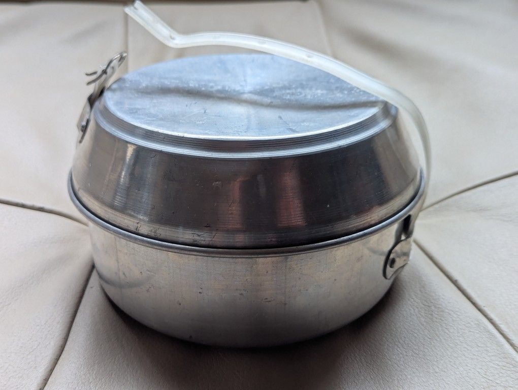 3pc Camping Mess Kit Packable Nesting Cup Pan Plate Bowl Ultralight Aluminum Metal Cooking Backpacking Hiking REI Gsi MSR Scouts Boys Girls