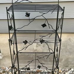 Wrought Iron Four-Tier Foldable Bakers Rack