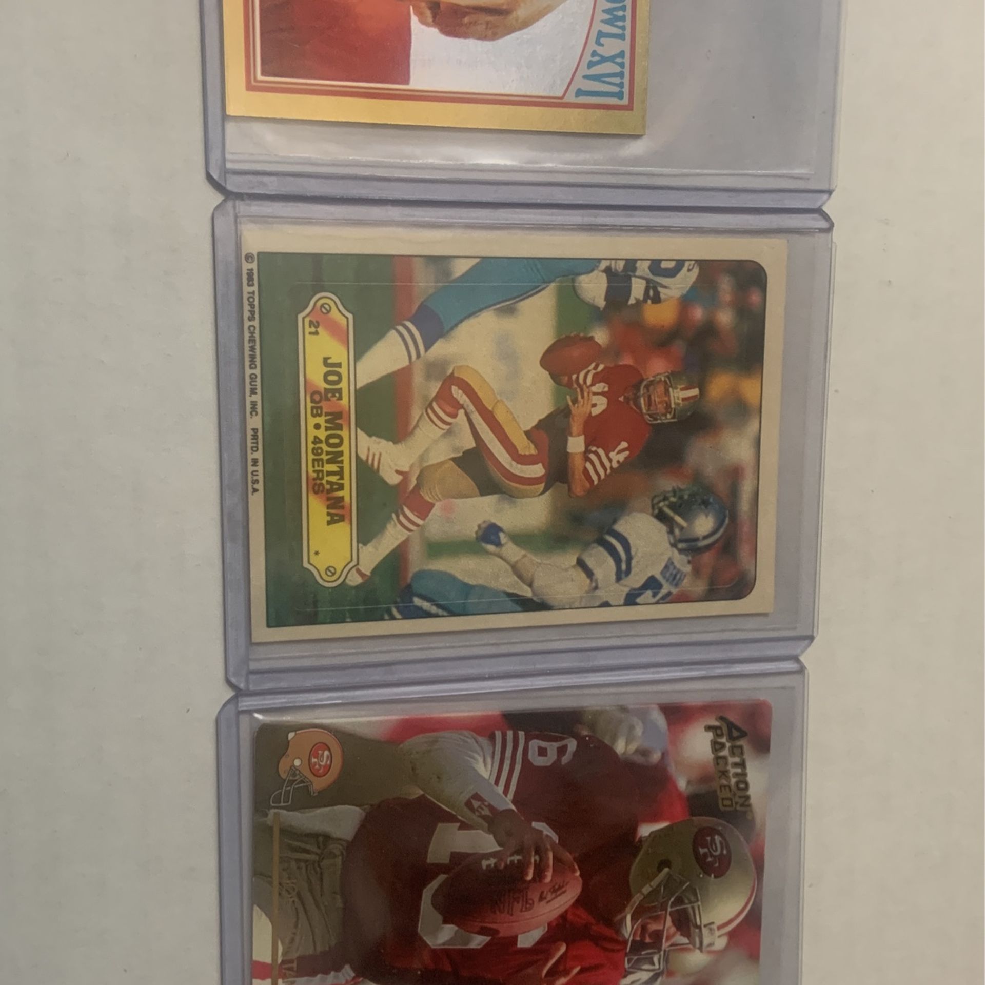 Joe Montana 3 Card/sticker Lot