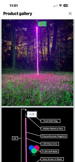 Brand New Glo Pin Light Up Golf Flagstick Glow in The Dark Putting
