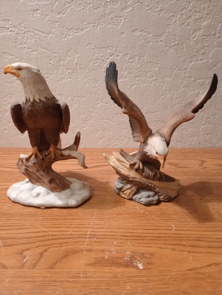 Two Ceramic Eagle Figurines 