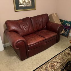 Burgundy Leather Loveseat 