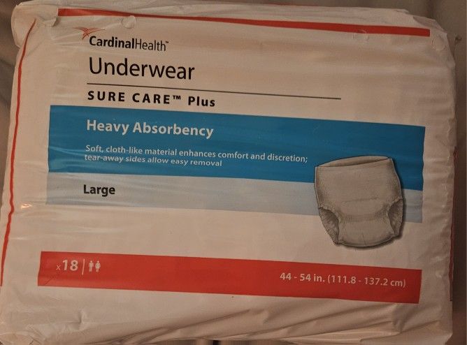 Cardinal Health Adult Underwear Sure Care Plus Heavy Absorbency Size L