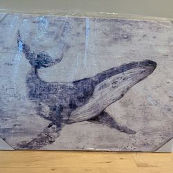 NEW 20x28 Canvas Wall Art 3D Tectured Whale Painting