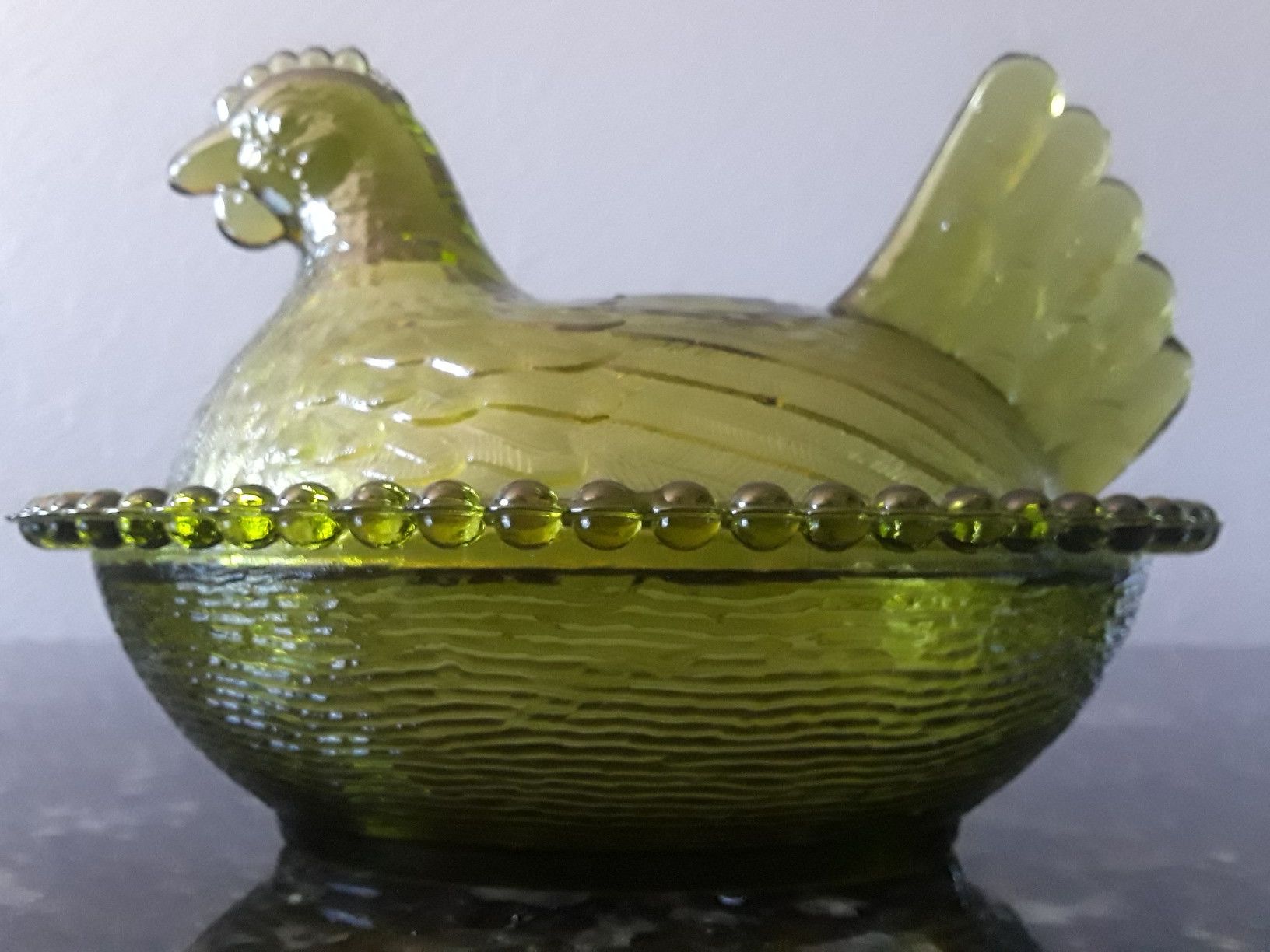 Vintage Indiana Glass Hen on Nest