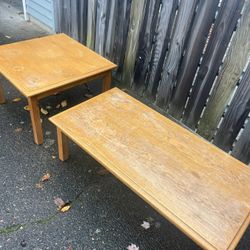 Solid Oak Coffee table and End table. 