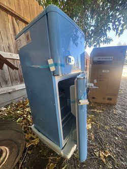 Retro Blue Two-Door Refrigerator