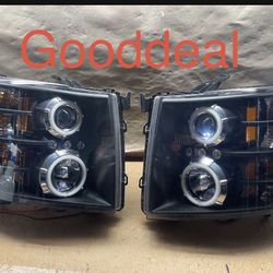 Oh123 Fit 07-13 Chevrolet Silverado Halo Headlight Lamp Pair 