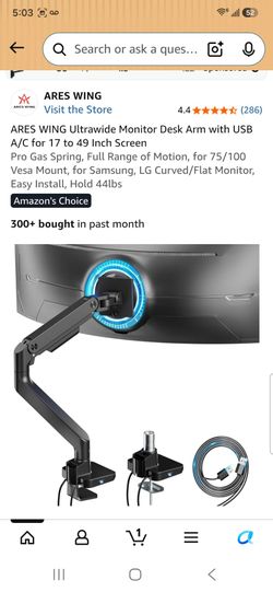 Brand New In Box Full Range Ultrawide Monitor Desk Arm with USB A/C for 17 to 49 Inch Screen
Pro Gas