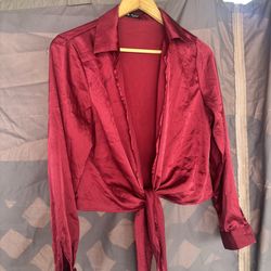 Red Shirt like satin size S/M