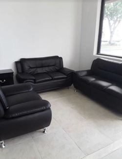 Plum Matilda Black 3-Piece Living Room Set - Sofa - Loveseat - Chairs