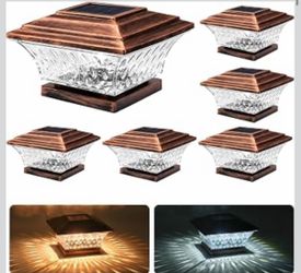 6PK Solar Post Cap Lights Outdoor Fence Cap Light for 4x4 Wooden Posts