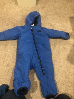 6-12 month north face snowsuit blue