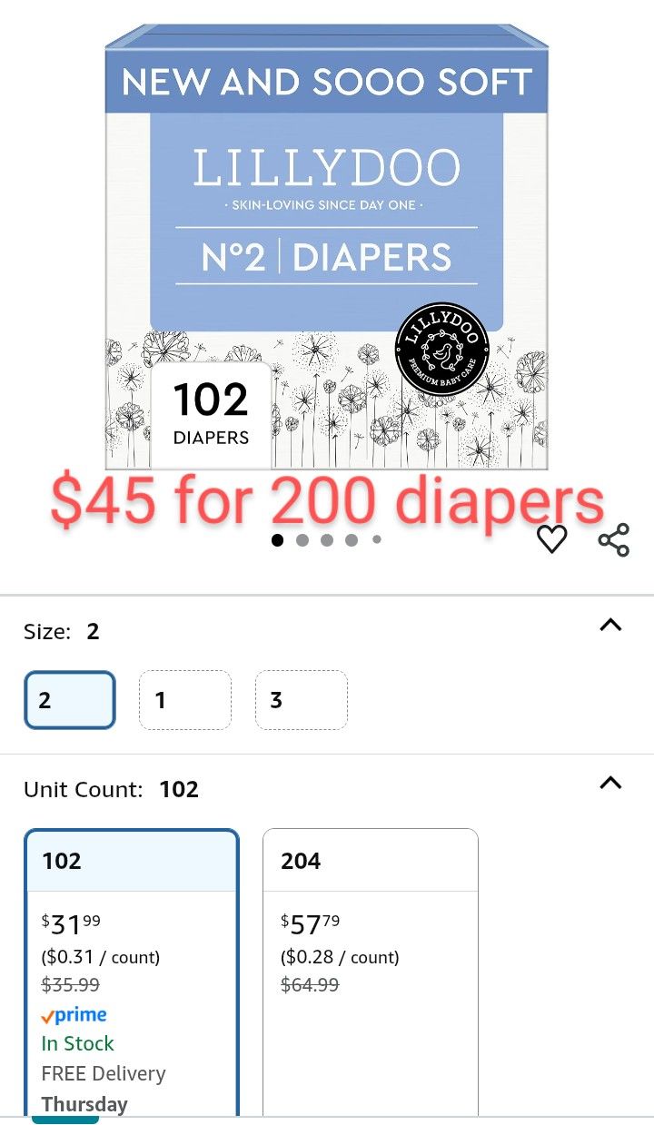 Lillydoo Diapers Size 2 (9-18lbs) : OEKO TEX certified
