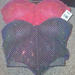 Black/Red Diamond Mesh Corsets(S)