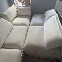 Modular Washable 4-Seater U-Sectional in Coco | Deluxe+ Seat | Cloud Pillow