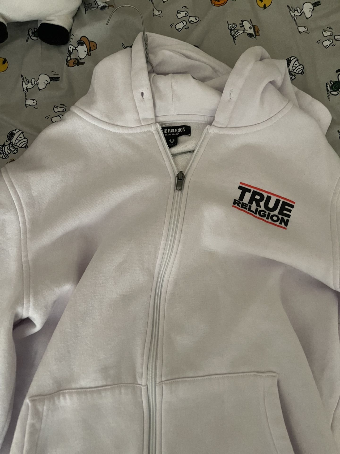 White True Religion Zip Up Hoodie
