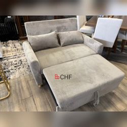 Corduroy Convertible Sleeper Loveseat with USB Ports // June Sale ! 