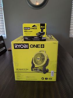 RYOBI ONE+ 18V Hybrid 7.5" Fan and 2Ah Battery
