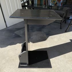 Modern Black Acrylic Side Table with Built-In Magazine Rack – Like New!