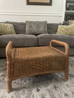 Vintage Wicket Ottoman/ Small Table