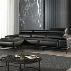 Modern Leather Sectional - available in Black or Gray Color