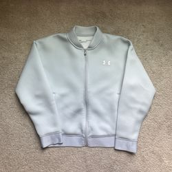 white/light blue under armour zipup