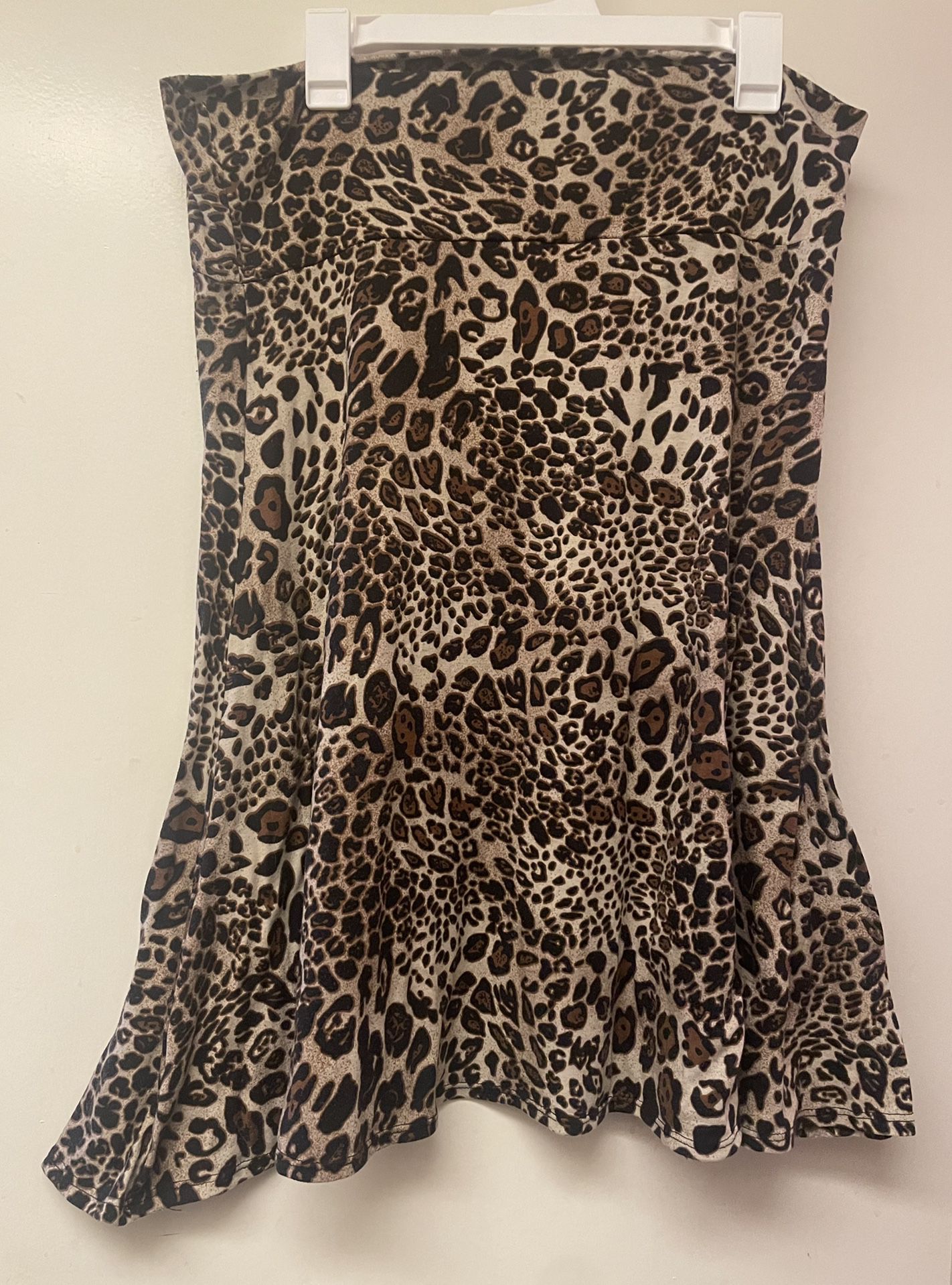 XL LLR Leopard Print Stretchy Skater Skirt 