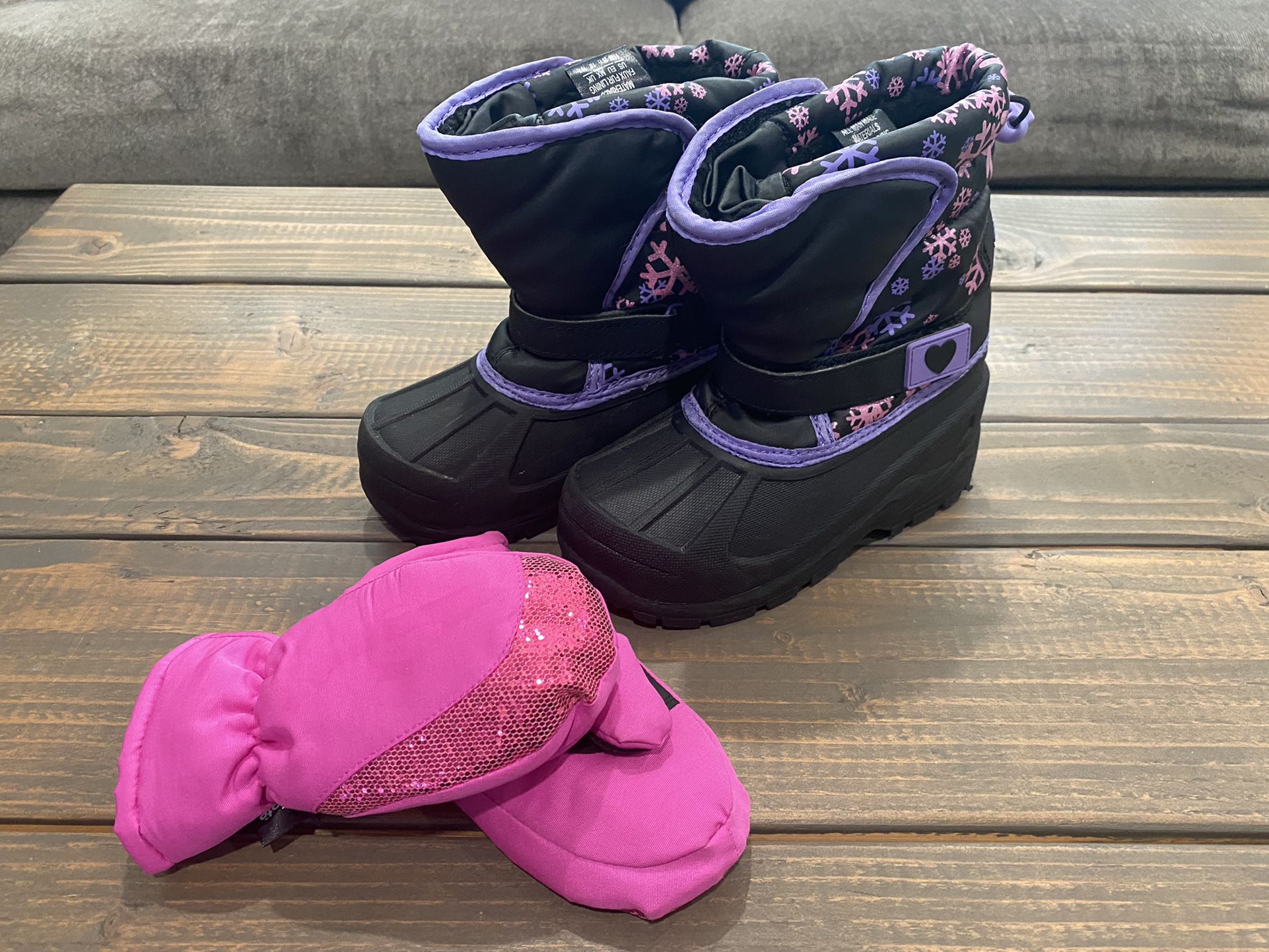 Kids Toddler Snow Boots And Gloves 