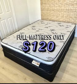 BRAND NEW PILLOW TOP MATTRESSES ✅ COLCHONES NUEVOS PILLOW TOP 💯‼️   QUEEN SIZE $140 ❌ $200 With Box Spring   FULL SIZE $120 ❌ $180 With Box Spring💥