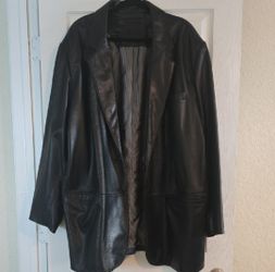 Roundtree & Yorke Black Leather Coat