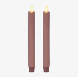 Luminara - Flameless Battery Operated Taper Candle - Rose Tan - Pack of 2-1x9.75 - LED Flickering Flame - Realistic Safe for Home Kids and Pets