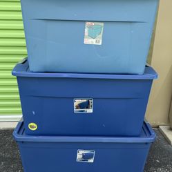 3 Sterilite 35 Gallon Latching Storage Bins