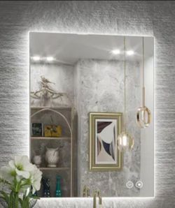 24 in. W x 32 in. H Rectangular Frameless LED Light Anti-Fog Wall Bathroom Vanity Mirror with Backlit