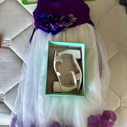 Purple Flower Girl Dress & shoes 