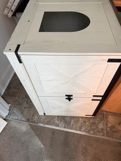Cat Litter Box Enclosure, Hidden Litter Box Furniture with Divider