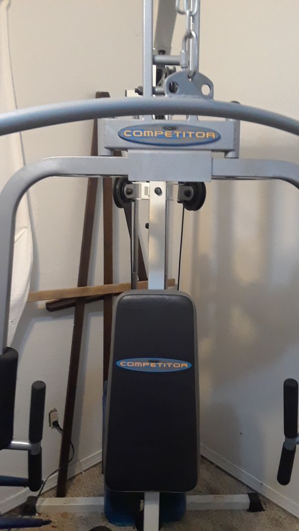 Impex competitor workout/weight bench with weights for Sale in Auburn