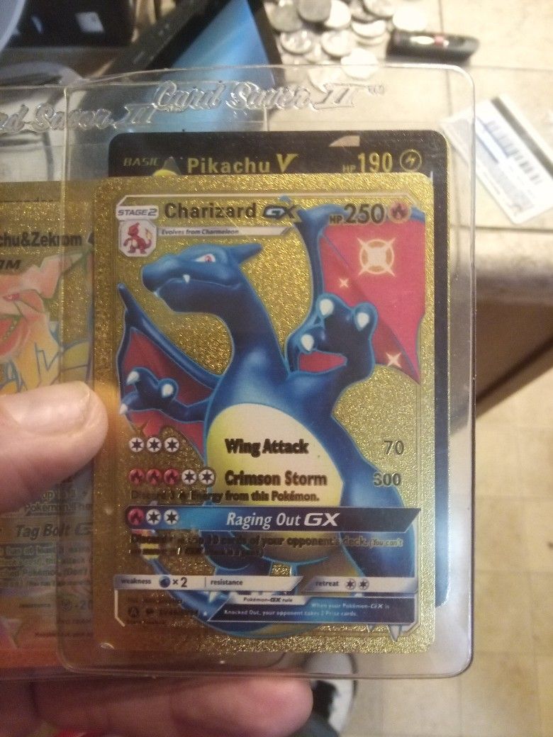 Gold Pokemon Charizard Collectible Card