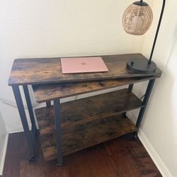 360° Rotating Desk – Space Saver Unique w/ Wheels (Desk + TV Stand in One)