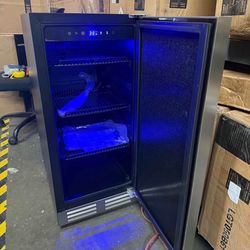 15 in. 100 Can (12 oz.) Single Zone Built-in Beverage Cooler Fridge in Stainless Steel for Outdoor and Indoor Use