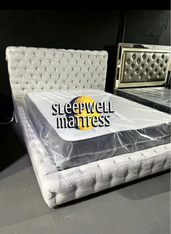Queen size bed frame with mattress included