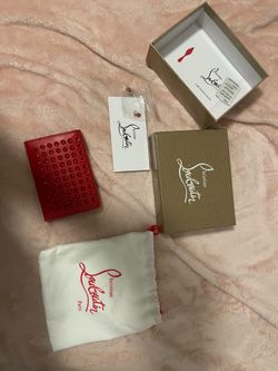 NEW Christian Louboutin Red Spiked Leather Wallet - Box + Dust Bag