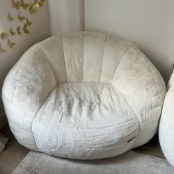 White Fluffy Bean Bag Chair