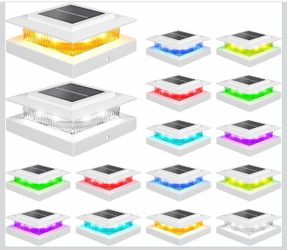 Solar Post Cap Lights Outdoor Waterproof, 4x4 Post Solar Lights RGB Color Changing, Fence Posts Solars Light for Deck Patio Garden Deco, 4x4 Posts Cap