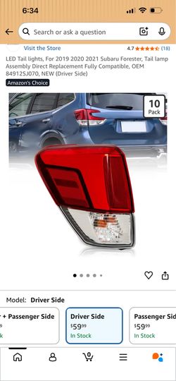 LED Tail lights, For 2019 2020 2021 Subaru Forester, Tail lamp Assembly Direct Replacement Fully Compatible, OEM 84912SJ070, NEW (Driver