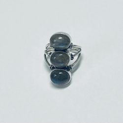 Vintage Sterling Silver Triple Moonstone Ring