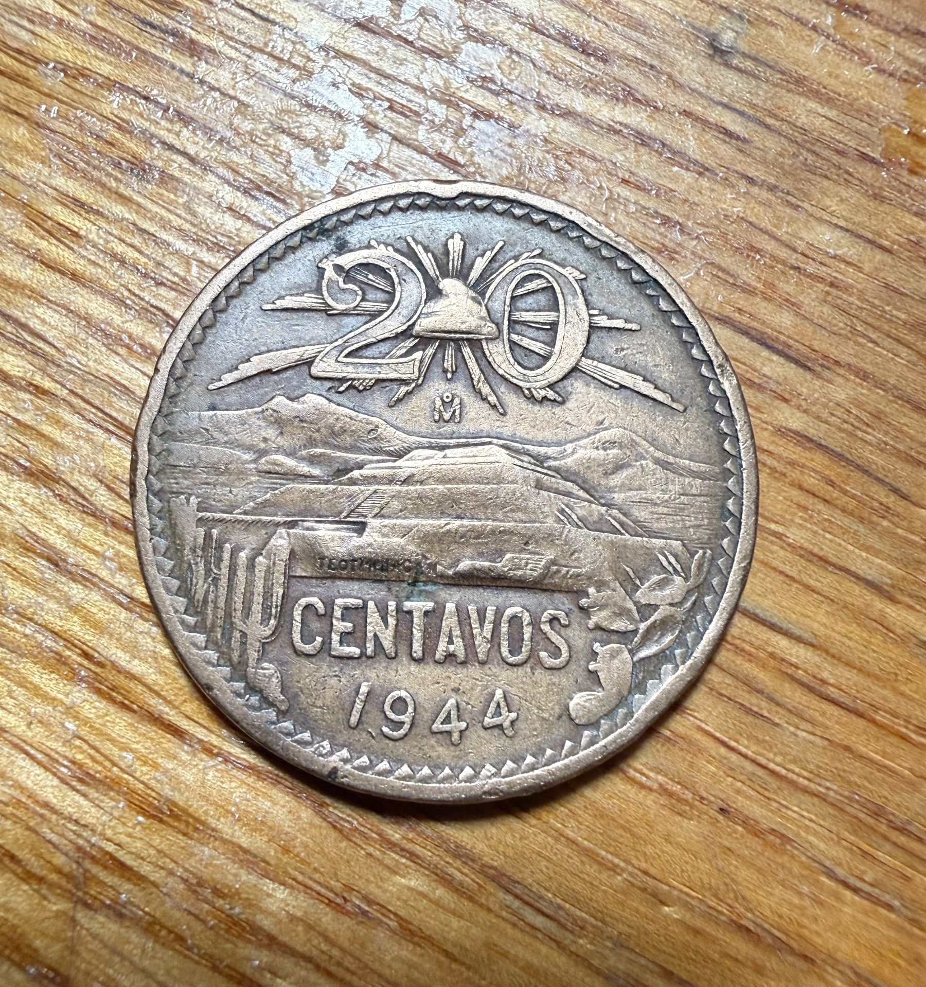1944 Mexico 20 Centavos – Rare Old Mexican Coin, High Grade