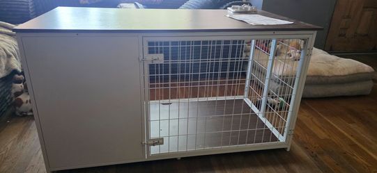 YATINEY Foldable Dog Crate End Table White Walnut 37.4L