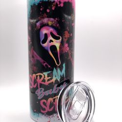 Scream Tumbler Horror Decorated Cups Sublimated Tumblers New In Box With Straw Halloween Decorations