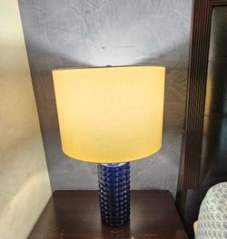 Set of 2 Blue Ceramic Table Lamp with Drum Shade